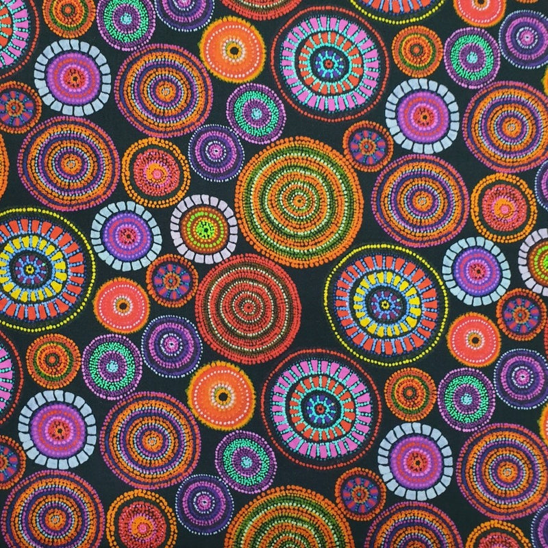 Australian Native Circular Art - Orange and Purple on Black