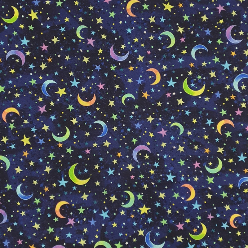 CRAFT COTTON - Hootie Patootie – Moons & Stars Night Blue