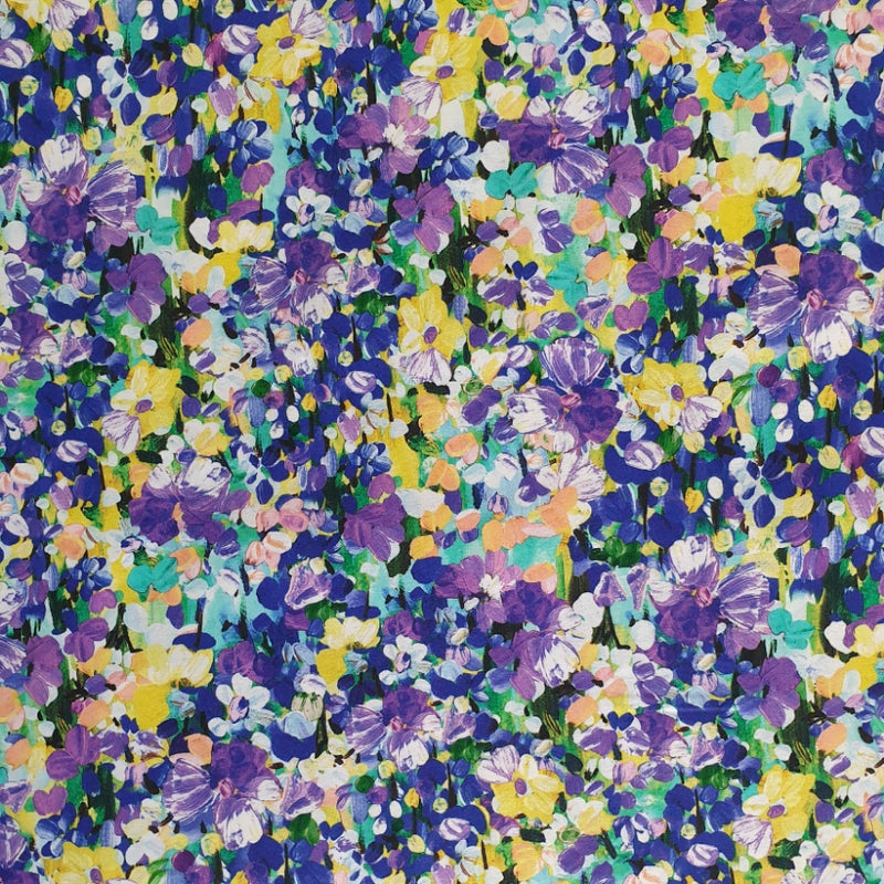 CRAFT COTTON - Painterly Petals – Meadow Purple Yellow