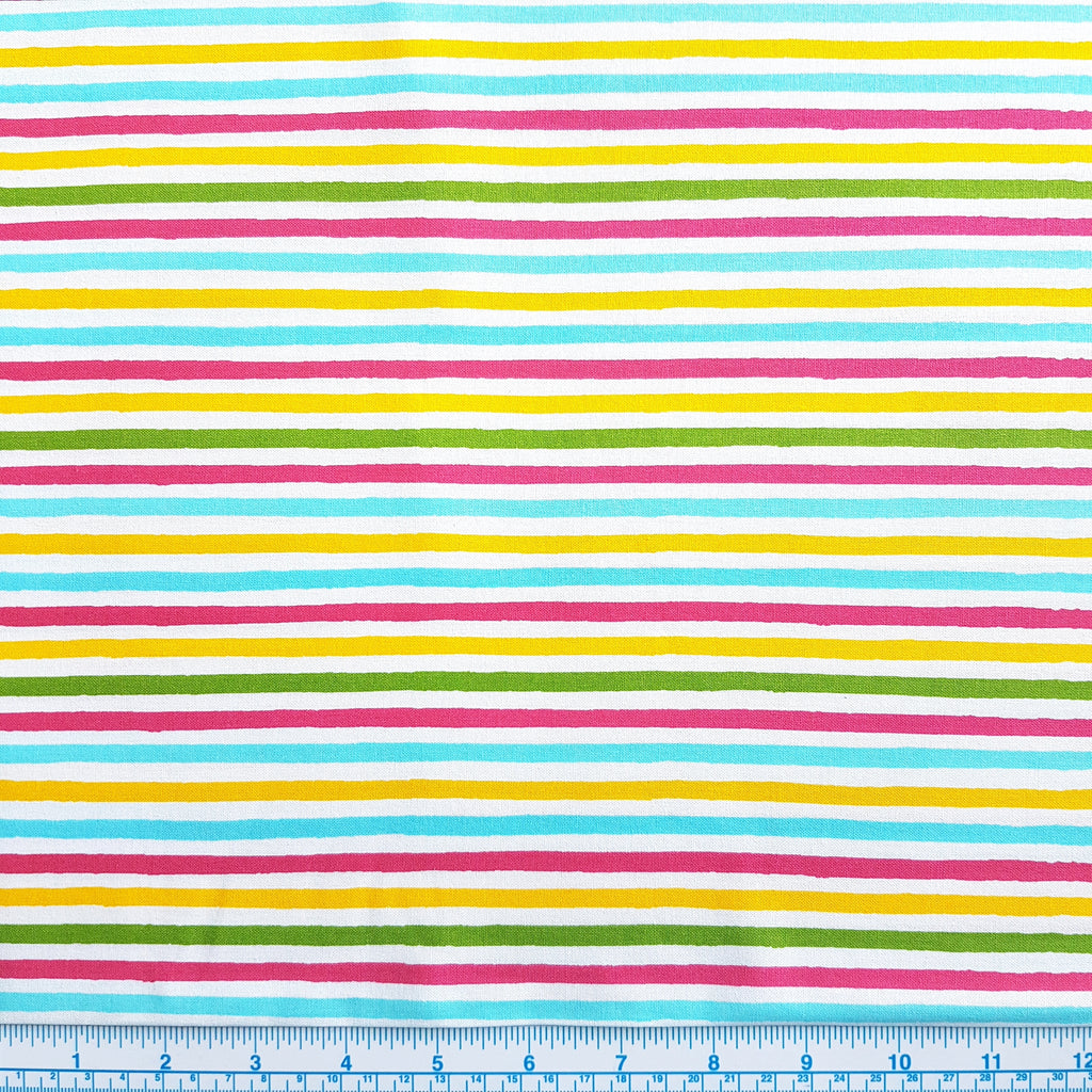 CRAFT COTTON - 5mm Stripes - Multi Colour Light on White
